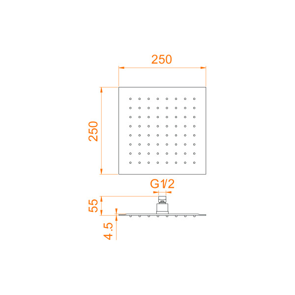 Верхний душ RGW Shower Panels 25x25 хром (21148225-01)