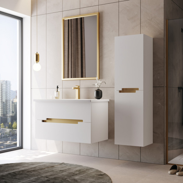 Тумба подвесная Orka Lodi 800x500x570 с раковиной белый, золото (5005884) Тумба подвесная Orka Lodi 800x500x570 с раковиной белый, золото (5005884)