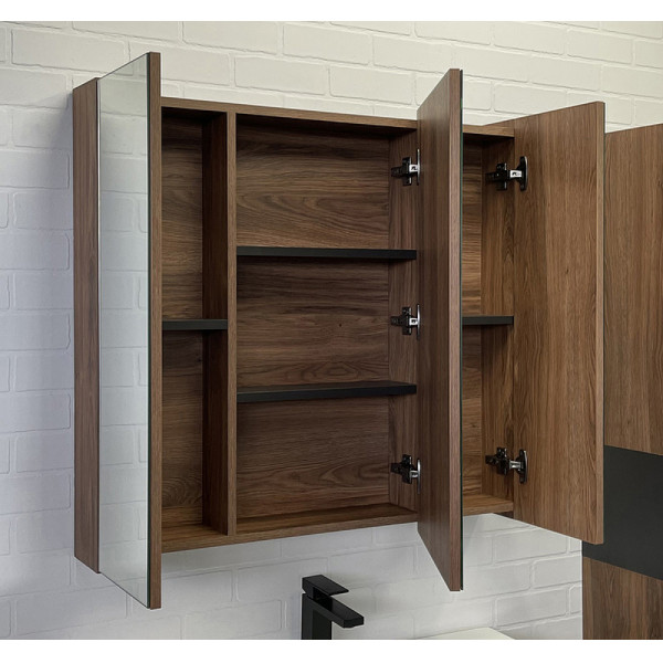 Шкаф зеркальный Comforty Соло 900x150x800 дуб темно-коричневый (00-00010980)