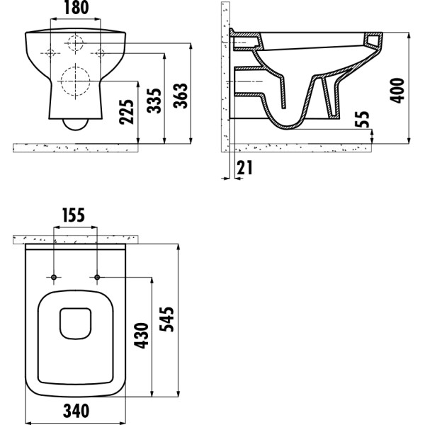 Унитаз подвесной с биде Creavit Sphinx 34x54,5x34,5 белый (SP320-00CB00E-0000)