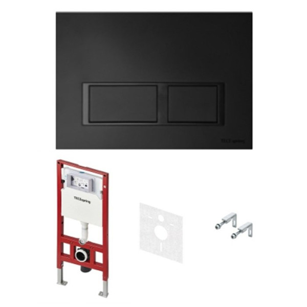 Инсталляция для унитаза Tece TeceSpring с клавишей черная матовая (S401204)