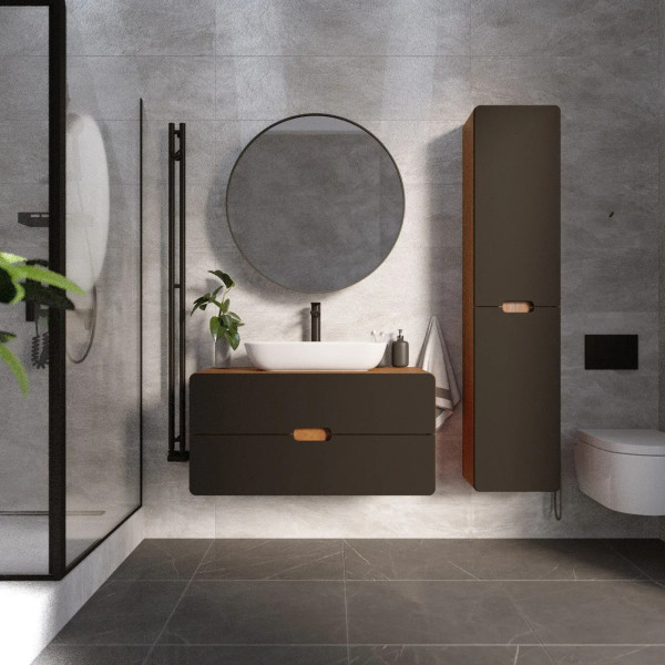 Пенал подвесной 1Marka Vortex  350x300x170 (орех ноче тортона)/монолит найт) (Ц0000033027)