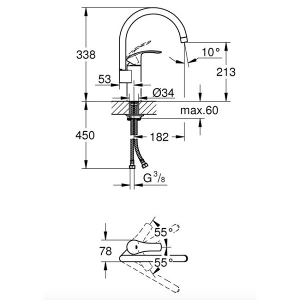 Смеситель для кухни Grohe Eurosmart (33202002)