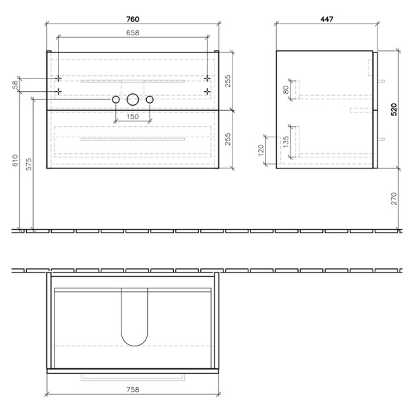 Тумба подвесная Villeroy & Boch Avento 760x520x447 (A89100B4)