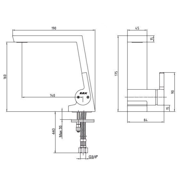 Смеситель для раковины E.C.A. Icon хром (102188037HEX) Смеситель для раковины E.C.A. Icon хром (102188037HEX)