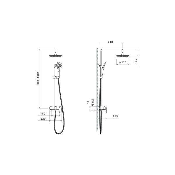 Душевая система Aquatek Бетта оружейная сталь (AQ2140BGM)