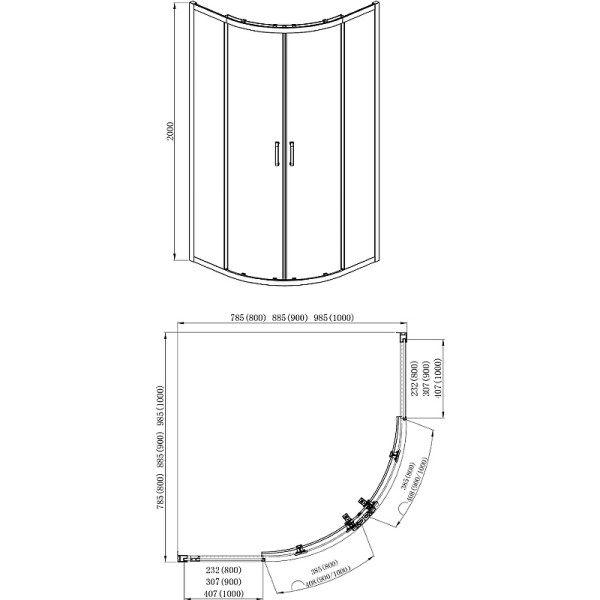 Душевой уголок Aquatek 100x100x200 профиль хром, стекло прозрачное (AQ ARI RO 10020CH)