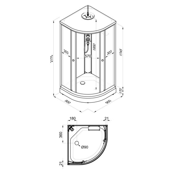 Душевая кабинаTriton Грэй 90x90 стекло тонированное, профиль белый (DK372)