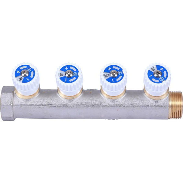 Коллектор 4 отвода регулируемый 3/4"x1/2" Stout (никель) (SMB-6852-341204) Коллектор 4 отвода регулируемый 3/4"x1/2" Stout (никель) (SMB-6852-341204)