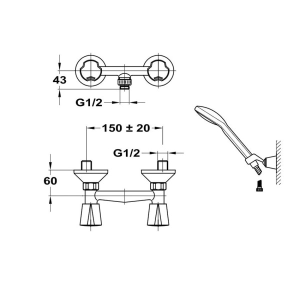 Смеситель для душа Mofem Nova 402 Cer с лейкой Basic (143-0014-36) Смеситель для душа Mofem Nova 402 Cer с лейкой Basic (143-0014-36)