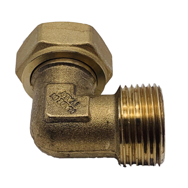 Угольник 3/4" ВН с накидной гайкой и плоской прокладкой Tiemme (латунь) 1500896 / 1527 Угольник 3/4" ВН с накидной гайкой и плоской прокладкой Tiemme (латунь) 1500896 / 1527