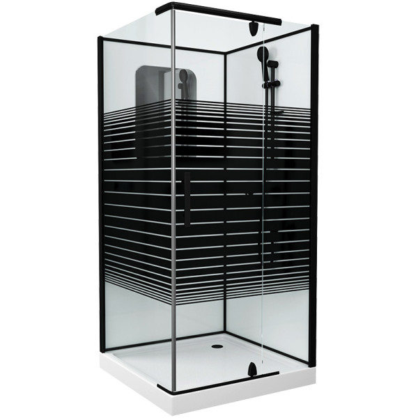 Душевая кабина Grossman 100x100 стекло прозрачное с рисунком, профиль черный (GR-270QR) Душевая кабина Grossman 100x100 стекло прозрачное с рисунком, профиль черный (GR-270QR)