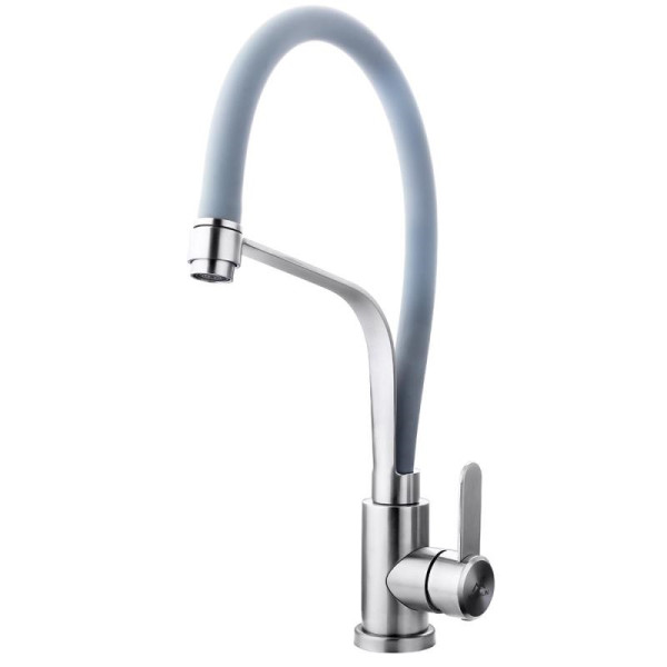 Смеситель для кухни Fashun с гибким изливом сатин/серый (A54012-12)