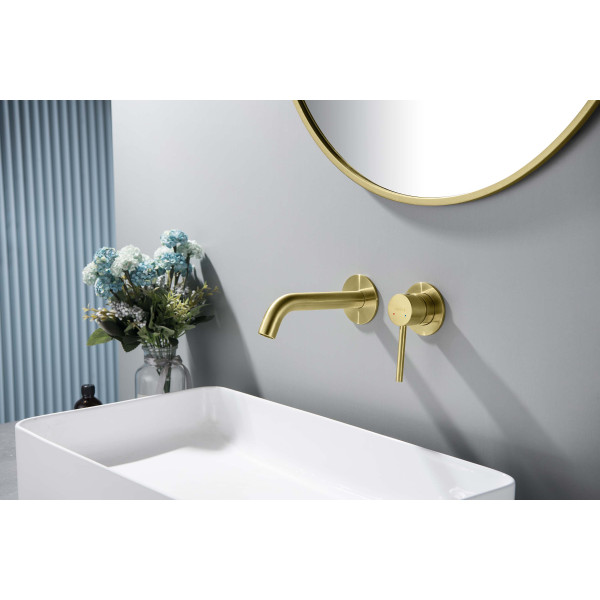 Смеситель для раковины Aquatek Европа встроенный (внешняя и скрытая часть) шлифованное золото (AQ1313BG)