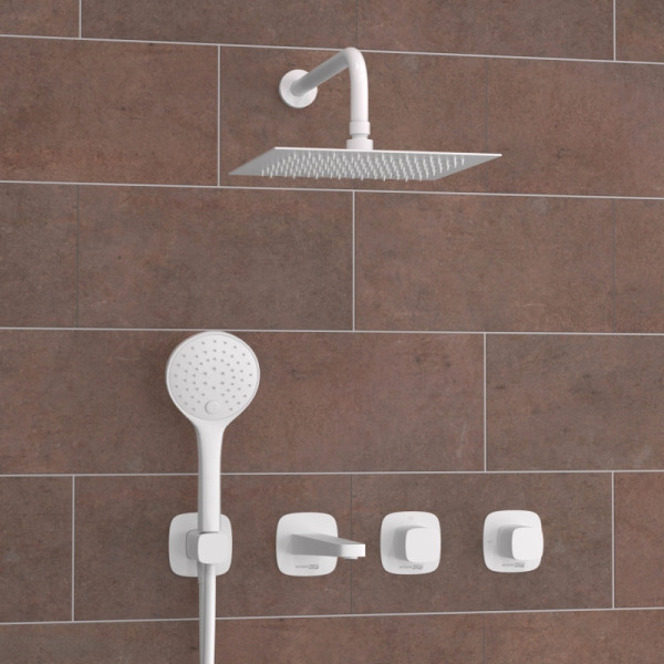 Смеситель для ванны и душа встраиваемый с верхней душевой насадкой, лейкой WasserKRAFT белый (A9551.267.316.146.254.328.156.155)