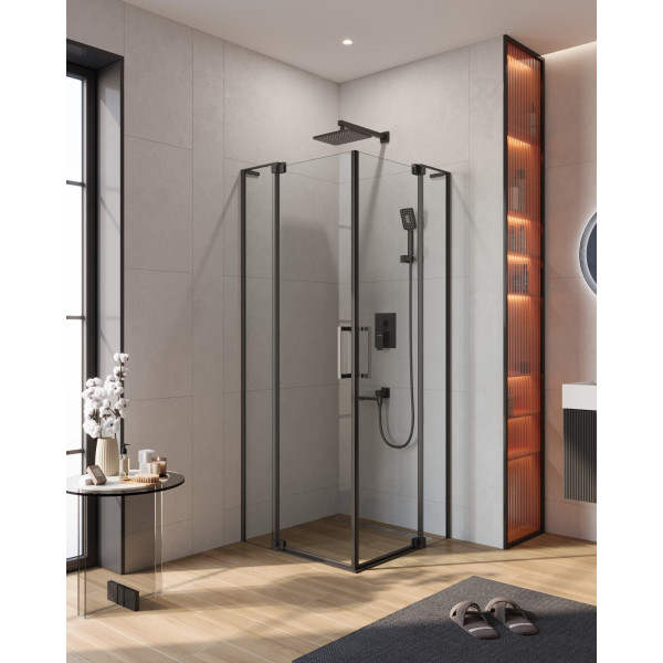 Душевой уголок Cezares Slider 70x70x195 стекло прозрачное, профиль черный (SLIDER-A-2-70/80-C-NERO)