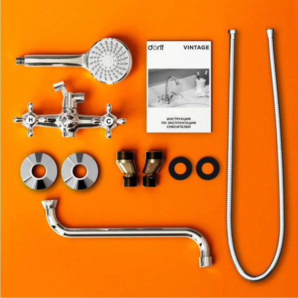 Смеситель для ванны и душа Dorff Vintage с душевым набором хром (D6095000) Смеситель для ванны и душа Dorff Vintage с душевым набором хром (D6095000)