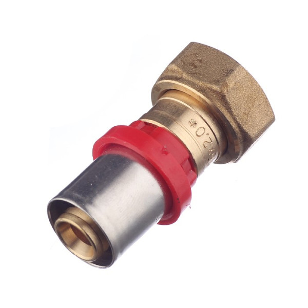 Соединение прямое Tiemme 16х1/2"(16) с накидной гайкой (пресс) (латунь) (1650028 / 1668G1604CZ)