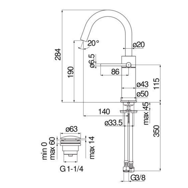 Смеситель для раковины Nobili Velis золотой (VE125138/2RCP)
