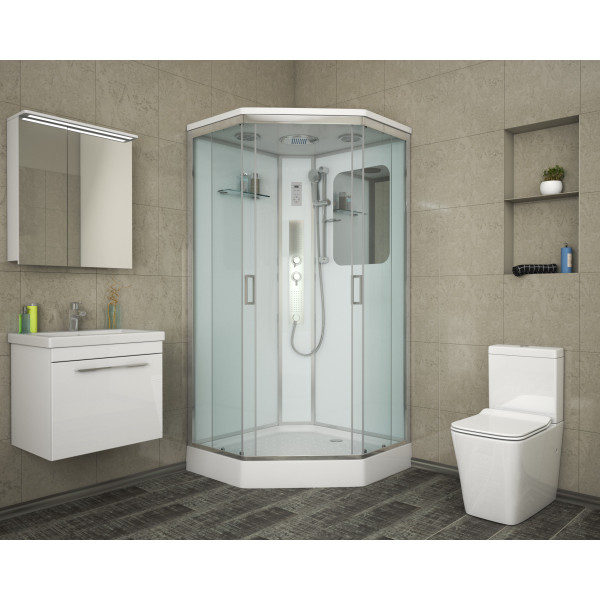Душевая кабина Niagara с гидромассажем Premium 900*900*2200 стекло прозрачное, профиль хром (NG-6001-01GD)