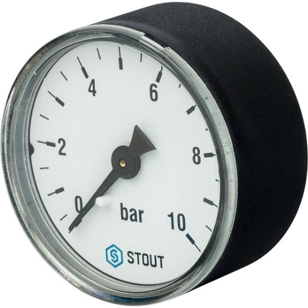 Манометр аксиальный 1/4" 50 мм (0...10 бар, кл.2.5) Stout (SIM-1009-501008)