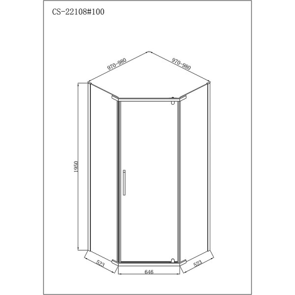 Душевой уголок Loranto Neo 100x100x195 стекло прозрачное, профиль серебро, без поддона (CS-22108-100)
