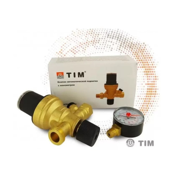 Клапан подпиточный TIM 1/2" PN 16 с манометром 0,2-4 бар (AF0206A) Клапан подпиточный TIM 1/2" PN 16 с манометром 0,2-4 бар (AF0206A)
