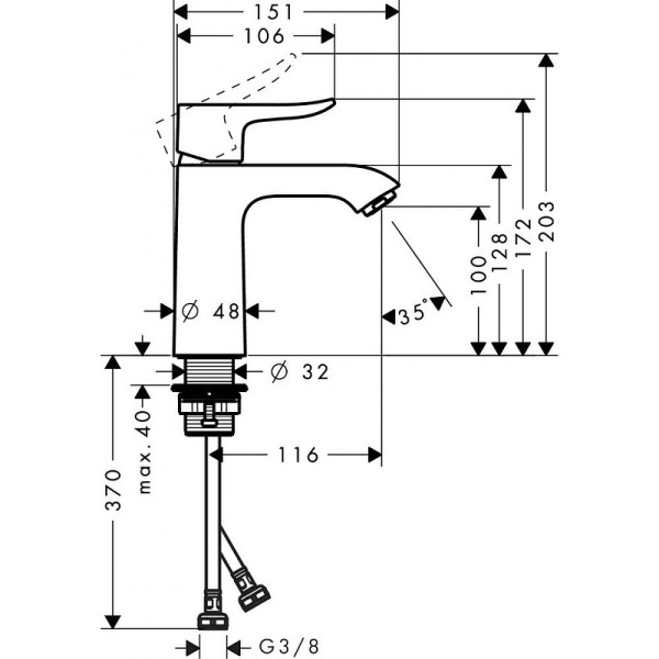 Смеситель для раковины Hansgrohe Metris хром (31084000)