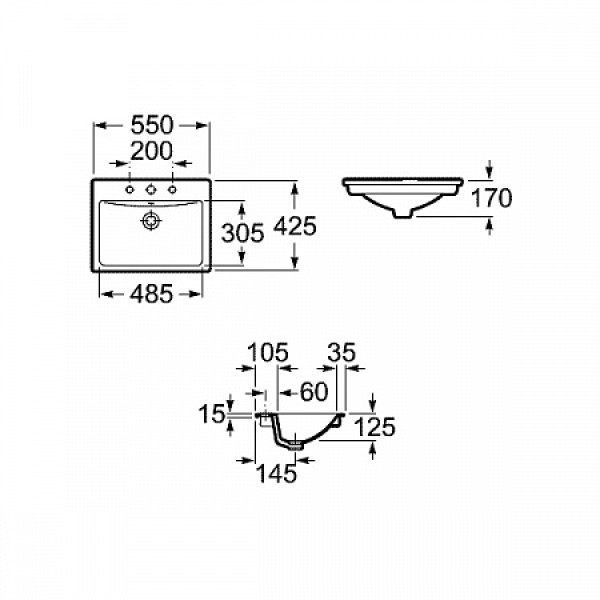 Раковина встраиваемая Roca Diverta 55х42 (32711600Y)