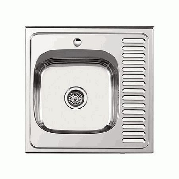 Мойка накладная Ledeme 600x600x180 (0.8мм) выпуск 3 1/2" левая чаша декор (L66060-L) Мойка накладная Ledeme 600x600x180 (0.8мм) выпуск 3 1/2" левая чаша декор (L66060-L)