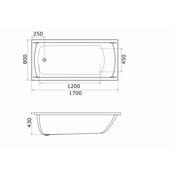 Ванна акриловая 1Marka Modern 170x80 белая (01мод1780)