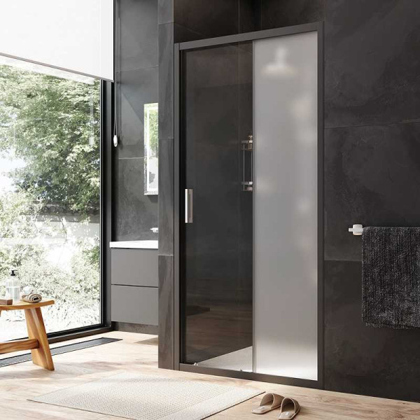 Дверь душевая AM.PM Gem 100x195 стекло прозрачное, матовое, профиль черный (W90G-100-1-195BM) Дверь душевая AM.PM Gem 100x195 стекло прозрачное, матовое, профиль черный (W90G-100-1-195BM)