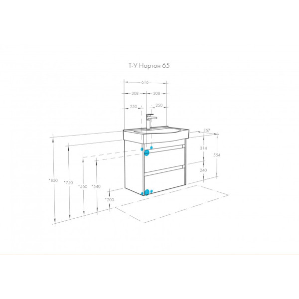 Тумба подвесная Aquaton Нортон 616x357x554 белый, дуб эндгрейн (1.A248.8.01N.T01.0)