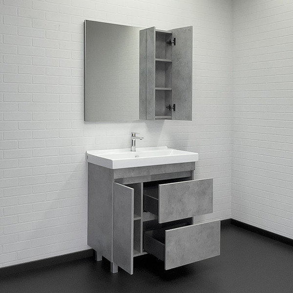 Тумба напольная Comforty Никосия 800x850x450 белый глянцевый с раковиной (00-00001521)