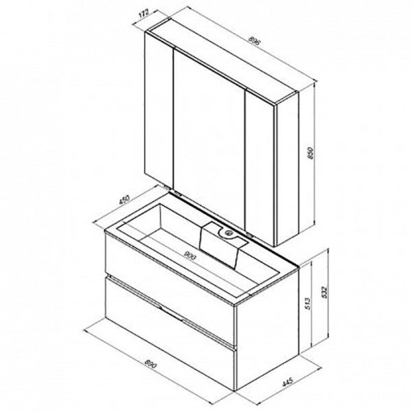 Тумба подвесная Aquanet Алвита 90 серый антрацит (00240111) Тумба подвесная Aquanet Алвита 90 серый антрацит (00240111)