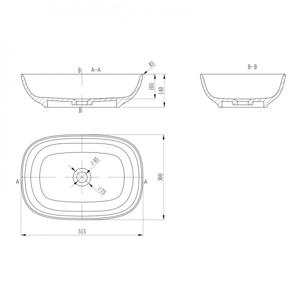 Раковина накладная Stein (белый матовый)