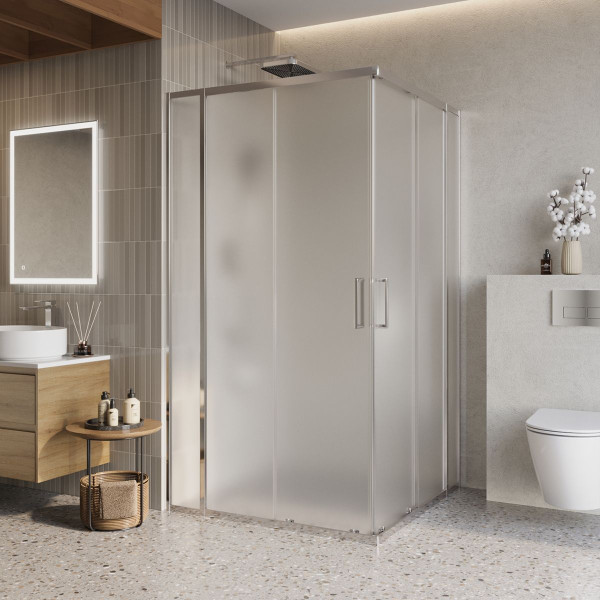 Душевой уголок BelBagno Luce 110x110x195 стекло рифленое, профиль хром (LUCE-A-22-90+20-P-Cr) Душевой уголок BelBagno Luce 110x110x195 стекло рифленое, профиль хром (LUCE-A-22-90+20-P-Cr)