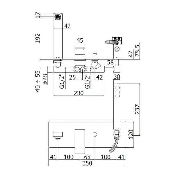 Смеситель для ванны и душа Paffoni Elle с внутренней частью, хром (EL001CR) Смеситель для ванны и душа Paffoni Elle с внутренней частью, хром (EL001CR)
