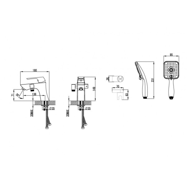 Смеситель на борт ванны Lemark Unit (LM4515C)