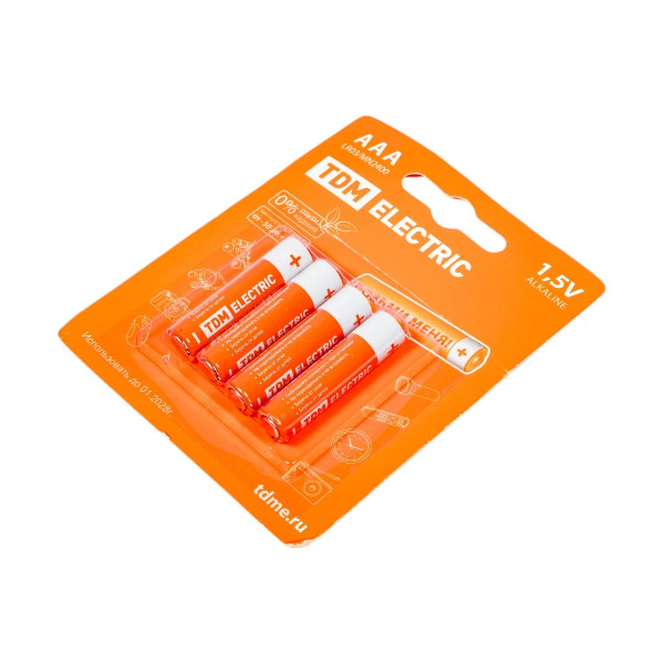 Элементы питания TDM LR03 AAA Alkaline 1,5V BP-4 (4 шт) (SQ1702-0006) Элементы питания TDM LR03 AAA Alkaline 1,5V BP-4 (4 шт) (SQ1702-0006)