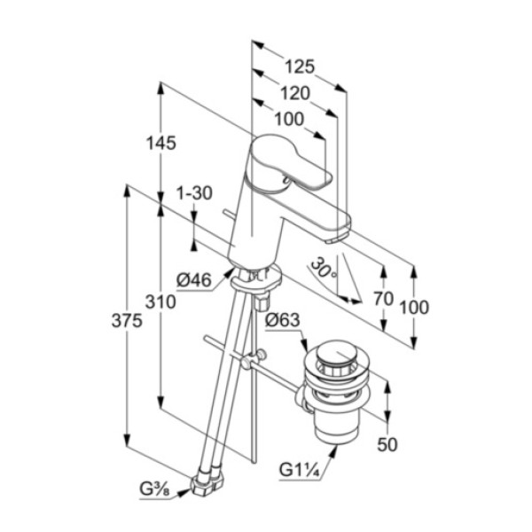 Смеситель для раковины Kludi Pure&Easy хром, донный клапан (372820565) Смеситель для раковины Kludi Pure&Easy хром, донный клапан (372820565)