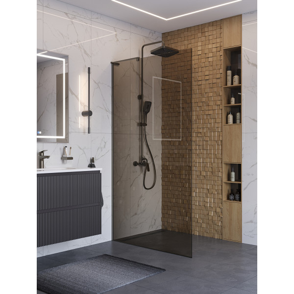 Душевое ограждение BelBagno Uno 100x200 стекло тонированное бронзовое, профиль оружейная сталь матовая (UNO-L-1-TB-100-BR-GM) Душевое ограждение BelBagno Uno 100x200 стекло тонированное бронзовое, профиль оружейная сталь матовая (UNO-L-1-TB-100-BR-GM)