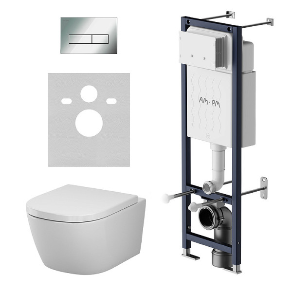 Комплект инсталляция с унитазом AM.PM ErgoFit с клав M хром глянц с подв унит Libre 49 Aquaspin (IS110351.601900)