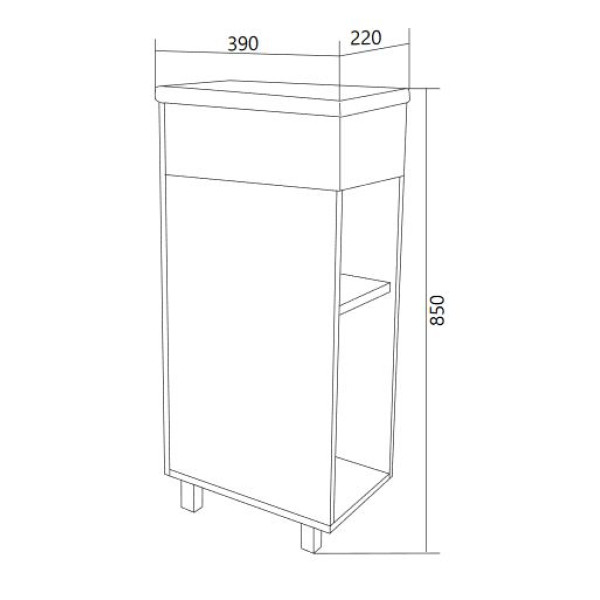 Тумба напольная 1Marka Laura 390*220*850 с раковиной, белый (У85928)