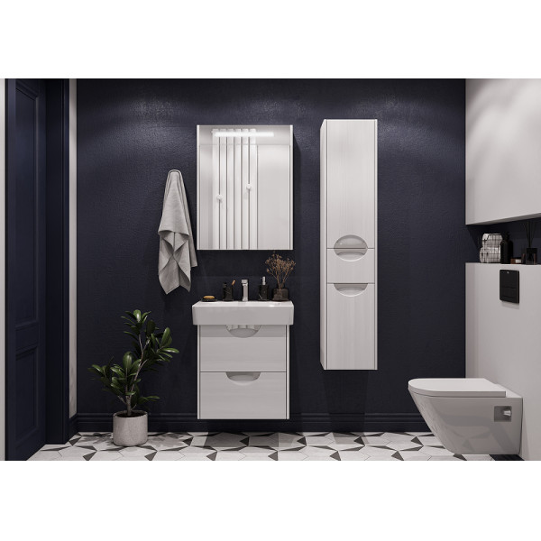 Шкаф зеркальный Aquaton Сильва 60 Дуб Полярный (1A216202SIW70)