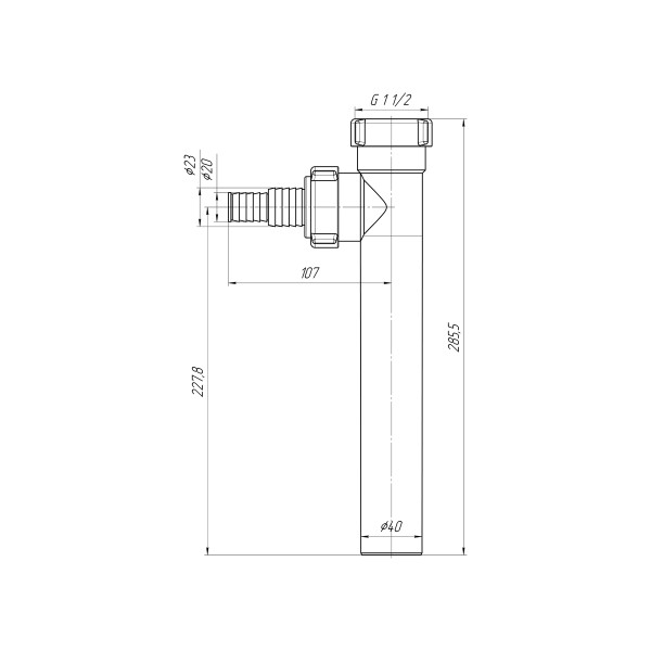 Вставка для подключения бытовой техники 1 1/2"*40 АНИ с 1-м отводом (удлиненный) АНИ пласт (M150)