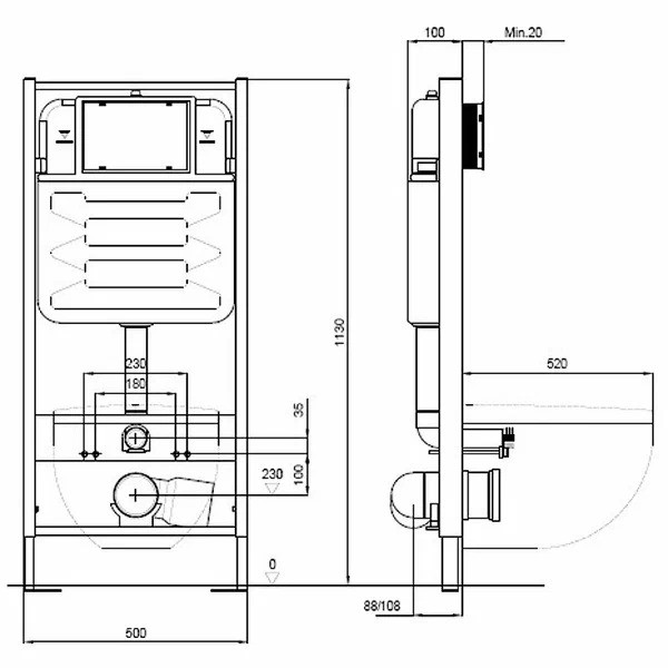 Комплект нсталляция c унитазом Aquatek Оберон KDI18рама Standard INS-0000012 с клавишей KDI-0000018 и крепежом KKI-0000002+унитаз Оберон AQ1363W-00