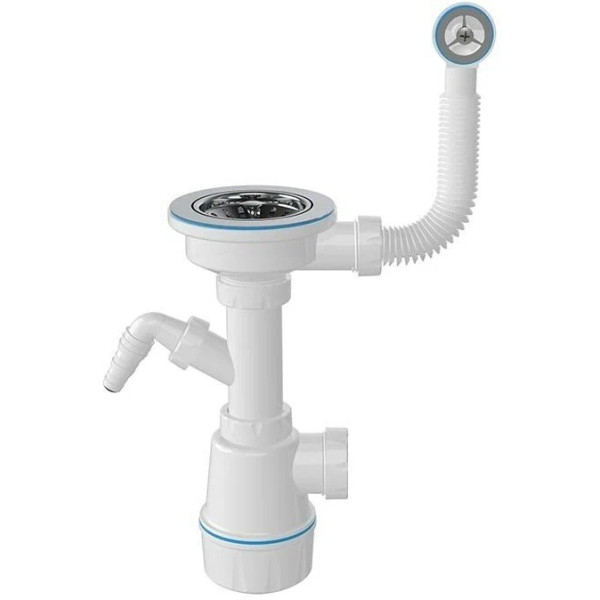 Сифон 40 мм бутылочный Nova Эконом 3 1/2"х114 мм с 1-им отв. и круглым переливом (1041)