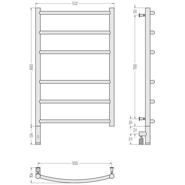 Полотенцесушитель электрический Сунержа Галант 3.0 800x500 провод слева матовый белый (30-5800-8050)