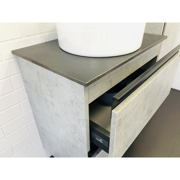 Тумба подвесная с раковиной Comforty Эдинбург 600x400x705 дуб светлый/черный (00-00005701)